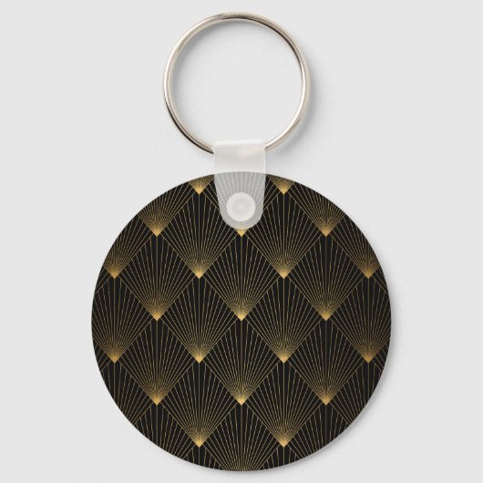 Art Deco: zwart goud elegantie. Sleutelhanger (Voorkant)