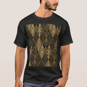 Art Deco Zwart Goud Elegantie T-shirt