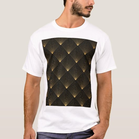 Art Deco: zwart goud elegantie. T-shirt (Voorkant)