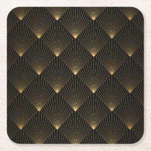 Art Deco: zwart goud elegantie. Vierkante Kartonnen Onderzetter