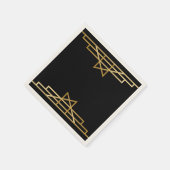 Art Deco Zwart Goud Gatsby Trouwfeest Servet (Hoek)