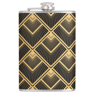 Art Deco zwart goud: geometrisch Heupfles