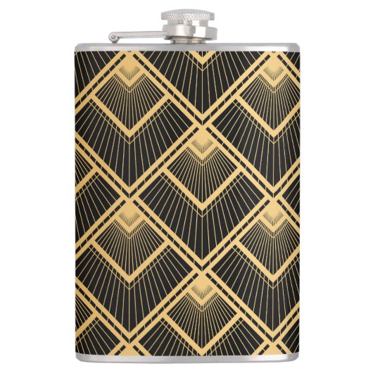 Art Deco zwart goud: geometrisch Heupfles (Voorkant)