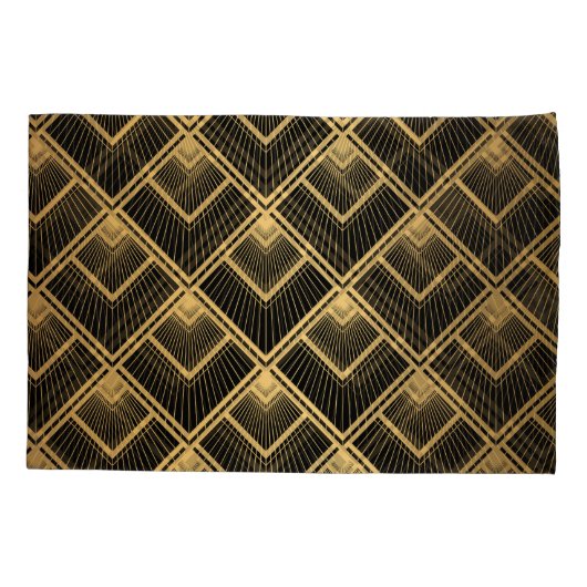 Art Deco zwart goud: geometrisch Kussensloop (Achterkant)