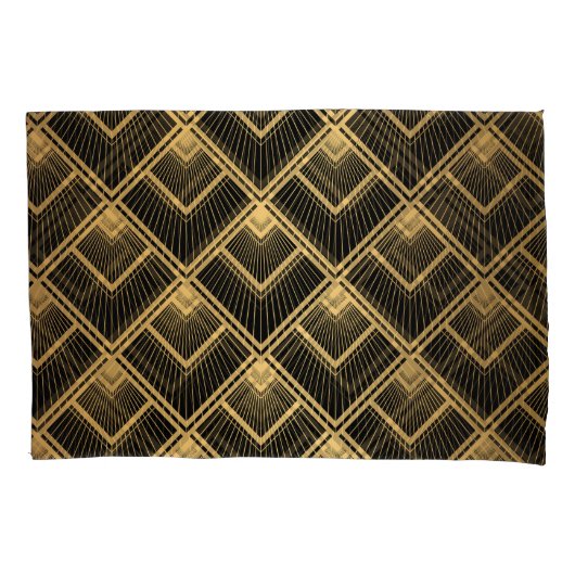 Art Deco zwart goud: geometrisch Kussensloop (Voorkant)
