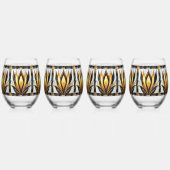 Art Deco Zwart Goud Glas in lood (Voorkant)