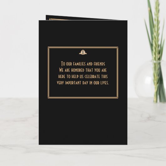 Art Deco Zwart Goud Great Gatsby Huwelijksprogramm Programma (Achterkant)