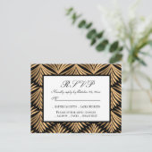 Art Deco Zwart Goud Grote Gatsby Bruiloft RSVP Kaa Uitnodiging Briefkaart (Staand voorkant)