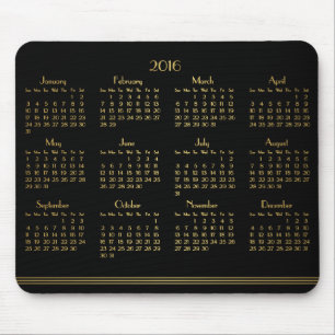 Art Deco Zwart Goud Jaarkalender 2016 Muismat