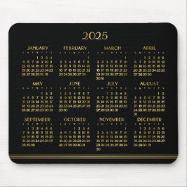 Art Deco Zwart Goud Jaarkalender 2025 Muismat
