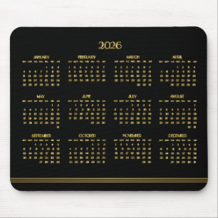 Art Deco Zwart Goud Jaarkalender 2026 Muismat