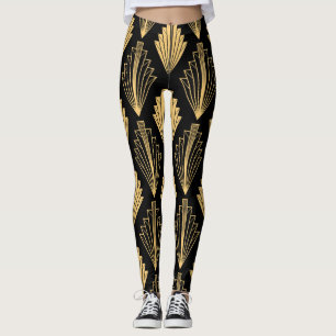 Art Deco Zwart Goud: Naadloos Leggings