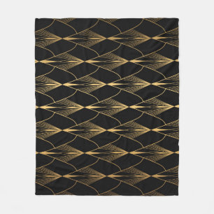 Art Deco: Zwart Goud Naadloze Luxe Fleece Deken