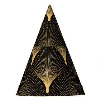 Art Deco: zwart goud patroon. Feesthoedjes