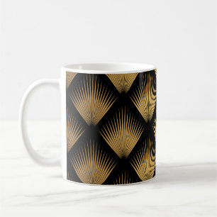 Art Deco, zwart goud patroon. Koffiemok