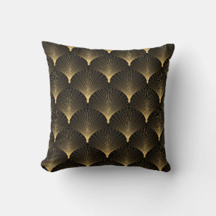 Art Deco: zwart goud patroon. Kussen