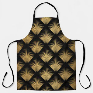 Art Deco, zwart goud patroon. Schort