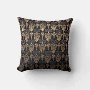 Art Deco Zwart Goud: Retro. Kussen