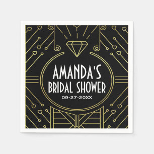 Art Deco  Zwart Goud Vrijgezellenfeest servetten