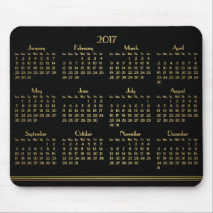 Art Deco Zwart Gouden Jaarkalender 2017 Muismat