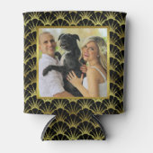 Art Deco Zwart Gouden Schelpen 2 Aangepaste Famili Blikjeskoeler (Voorkant)