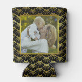 Art Deco Zwart Gouden Schelpen 2 Aangepaste Famili Blikjeskoeler (Achterkant)