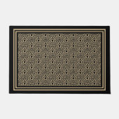 Art Deco Zwart Tan Scallop Design Deurmat (Voorkant)