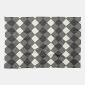 Art Deco Zwart Van Witte Diamanten Circuit Patroon Theedoek (Horizontaal)