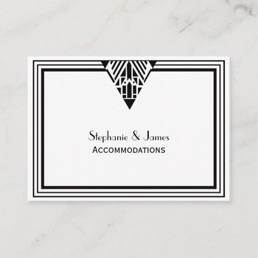 Art Deco Zwart WHT Lijst #1 Accommodaties Informatiekaartje (Voorkant)