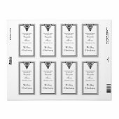 Art Deco Zwart WHT Lijst #1 V Wijnfles Etiket (Full Sheet)