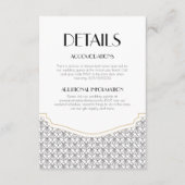 Art Deco Zwart/Wit Bruiloft Details Informatiekaartje (Voorkant)