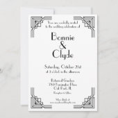 Art Deco Zwart & Wit Geometrische bruiloft Kaart (Voorkant)