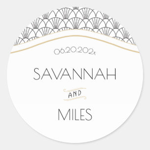 Art Deco  Zwart & Wit Ronde Sticker