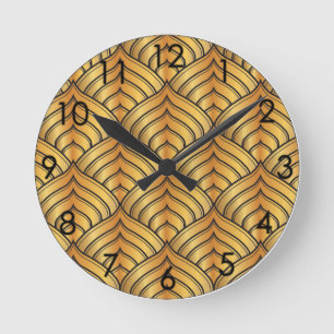 Art Deco zwarte en goudbolletjes Ronde Klok
