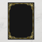 Art Deco Zwarte en Gouden Trouwmenu Kaarten (Achterkant)