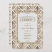 Art Deco Zwarte Gatsby Jaren 20 Bachelorette Feest Kaart (Voorkant / Achterkant)