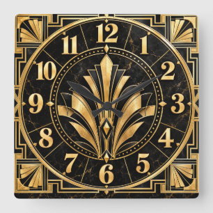 Art Deco Zwarte & Gouden Glamour Klok