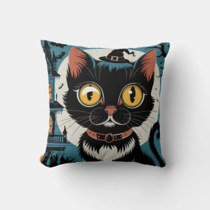 Art Deco Zwarte Kat 3os Kussen
