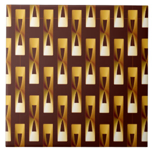 Art Decometerisch geometrisch - Goud en chocolade Tegeltje