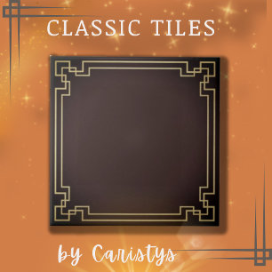 Art Decor Chocolate en Gold Ceramic Tile Tegeltje