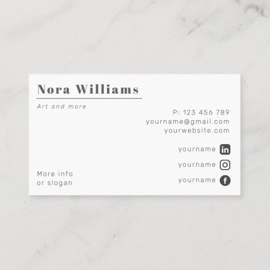 Art design designer photo Carte de visite (Dos)