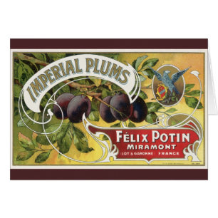 Art d'étiquette de caisse de fruits vintage, prune