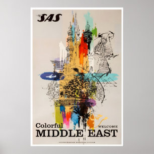 Art du Moyen-Orient Affiche de voyage SAS Moyen-Or