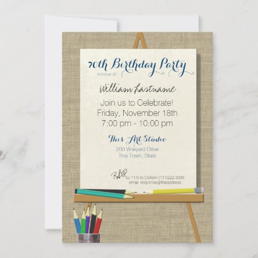 Art Easel Tekenfeest Kaart (Voorkant)