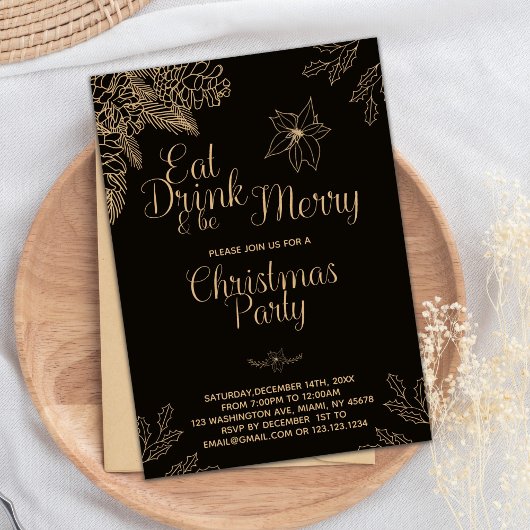 Art Eat Drink Be Joyeux Noël Party Invitation