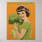 Art Eat Your Greens Poster Printable Funny Kitchen (Devant)