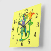 Art Égyptien Avec Horloge Carré Fleur Lotus (Angle)