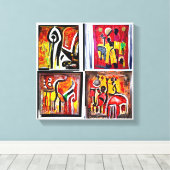 Art Ethnique Africain Abstrait toile de peinture I (Insitu (Plancher de Bois))