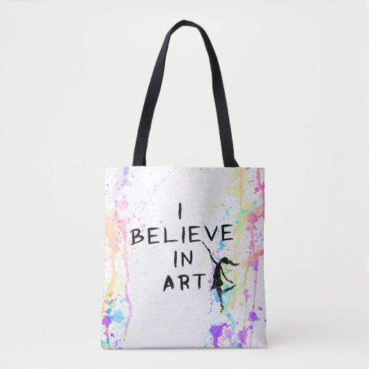 Art Fairy: Ik geloof in Art Waterverf Run Tote Bag (Voorkant)