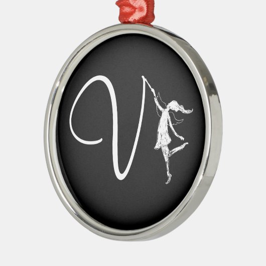 Art Fairy Initiaal: V Metalen Ornament (Links)